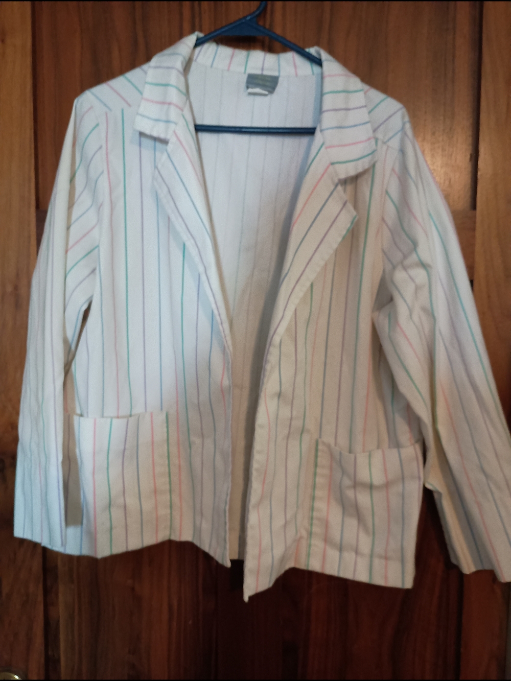 jcpenney Vintage White Blazer with Pastel Stripes